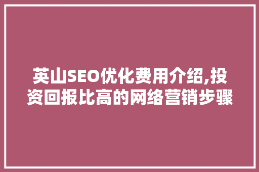 英山SEO优化费用介绍,投资回报比高的网络营销步骤