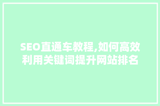 SEO直通车教程,如何高效利用关键词提升网站排名  第1张