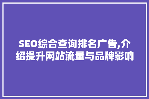 SEO综合查询排名广告,介绍提升网站流量与品牌影响力的秘密武器