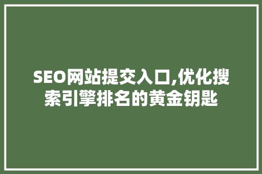 SEO网站提交入口,优化搜索引擎排名的黄金钥匙