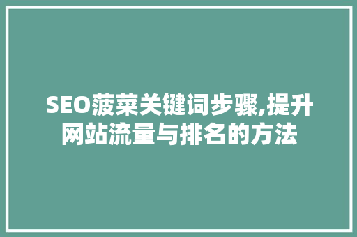 SEO菠菜关键词步骤,提升网站流量与排名的方法