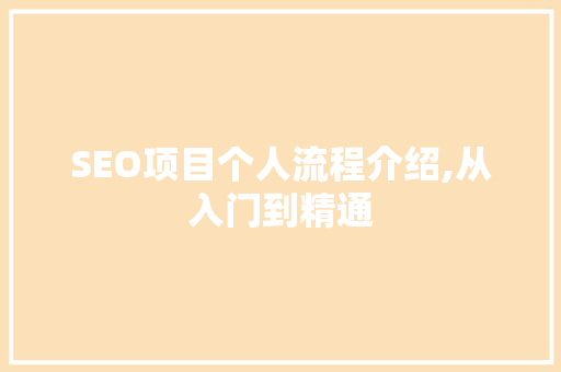 SEO项目个人流程介绍,从入门到精通