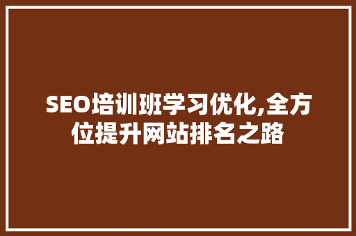 SEO培训班学习优化,全方位提升网站排名之路