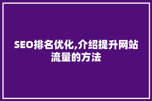SEO排名优化,介绍提升网站流量的方法